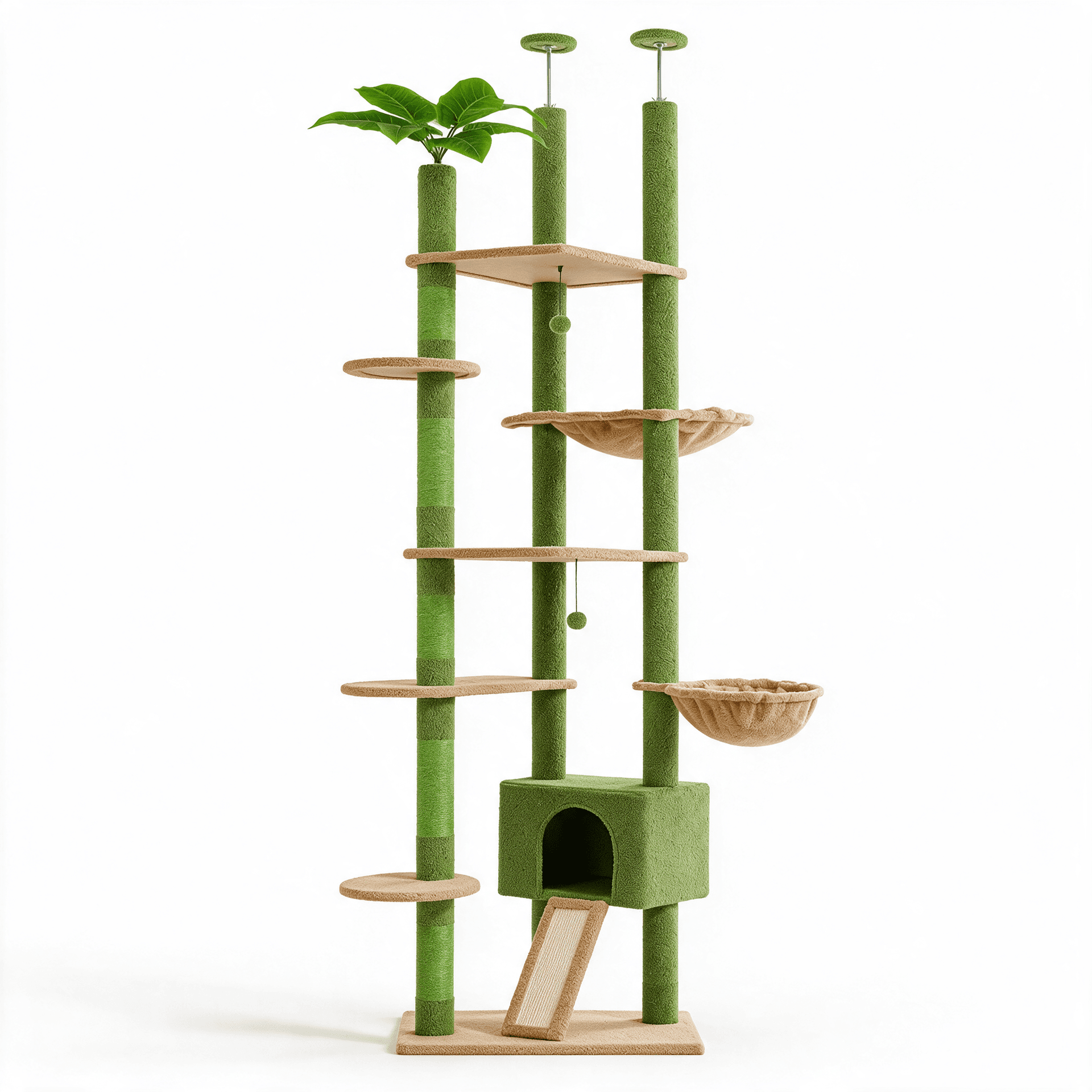 Arbre à chat Baobab vert - packshot fond blanc
