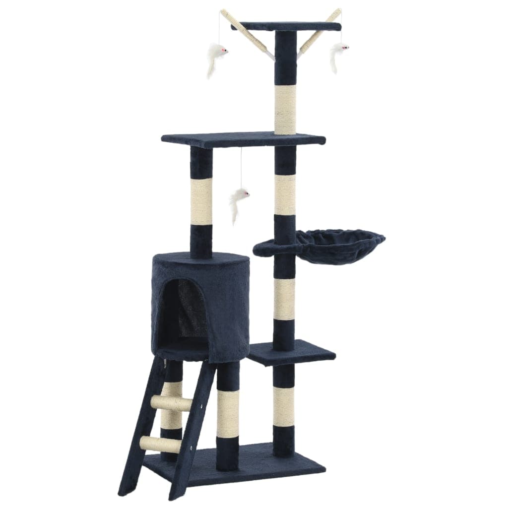 Arbre à Chat Émeraude - Bleu foncé 138 cm - arbre à chat Félin Perché