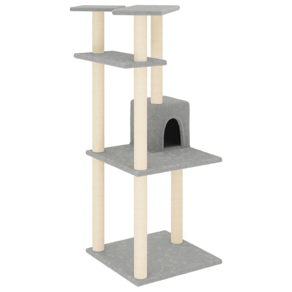 Arbre à Chat Kaolin - Gris clair 123 cm - arbre à chat Félin Perché