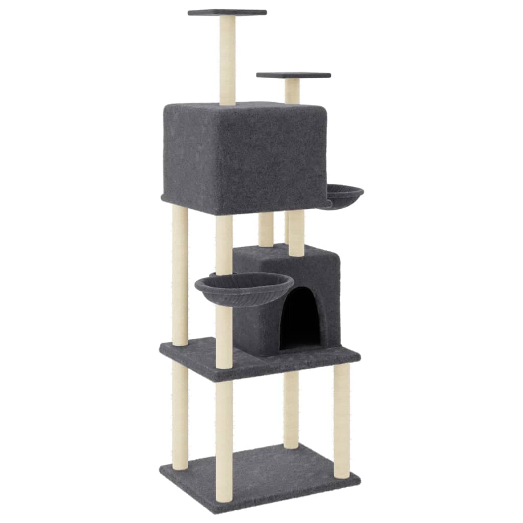 Arbre à Chat Sélène - Gris foncé 180 cm - arbre à chat Félin Perché