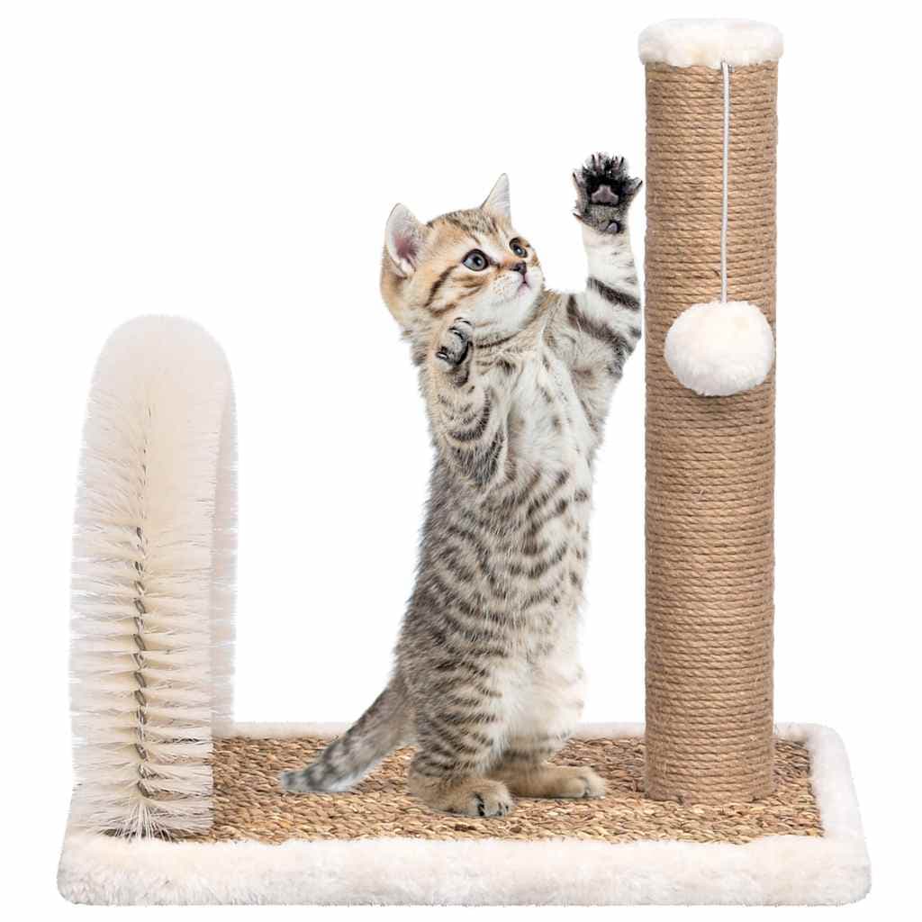 Griffoir Santal - Marron et blanc 42 cm - arbre à chat Félin Perché