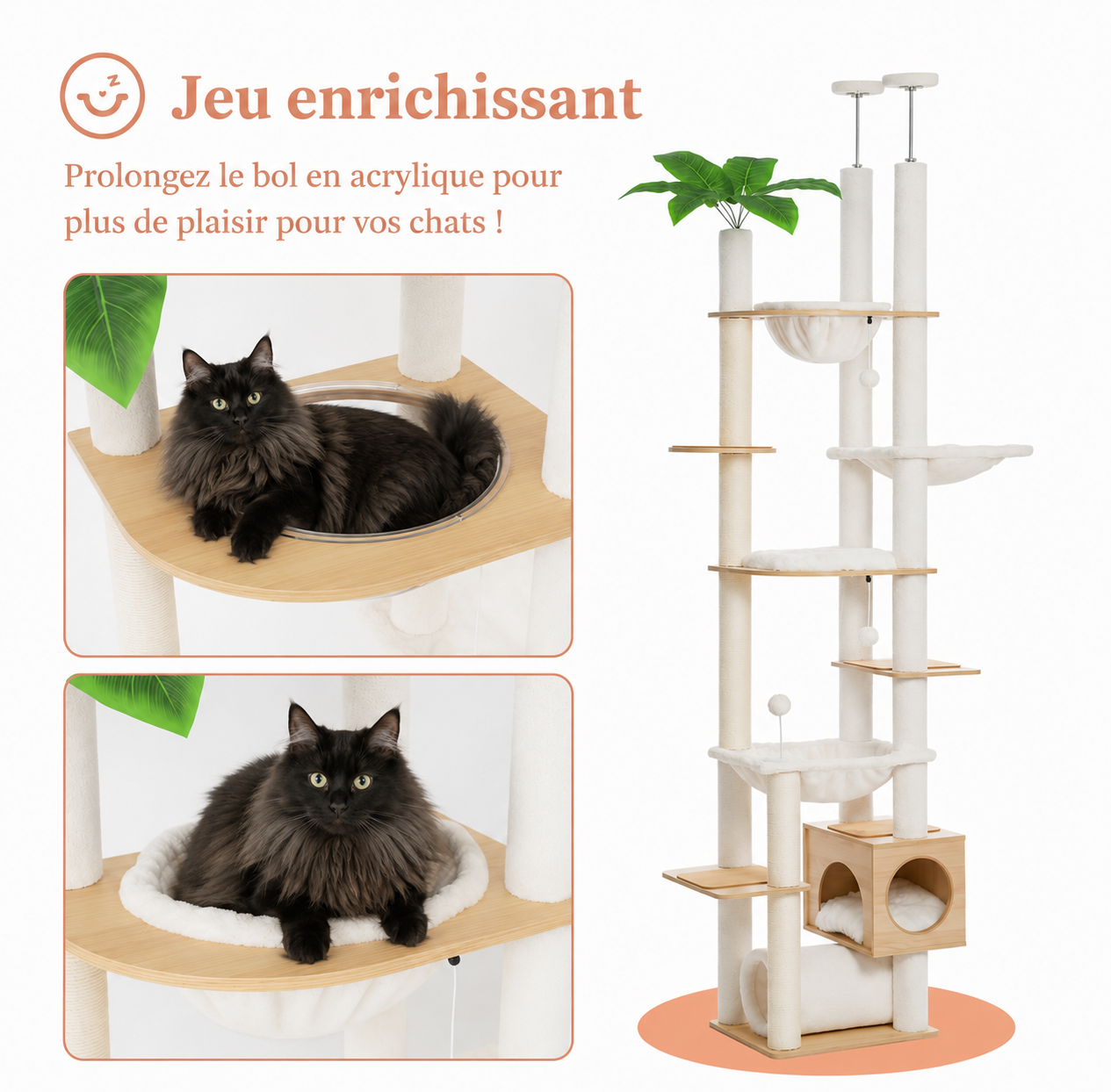 Arbre à chat Baobab blanc - vue 2
