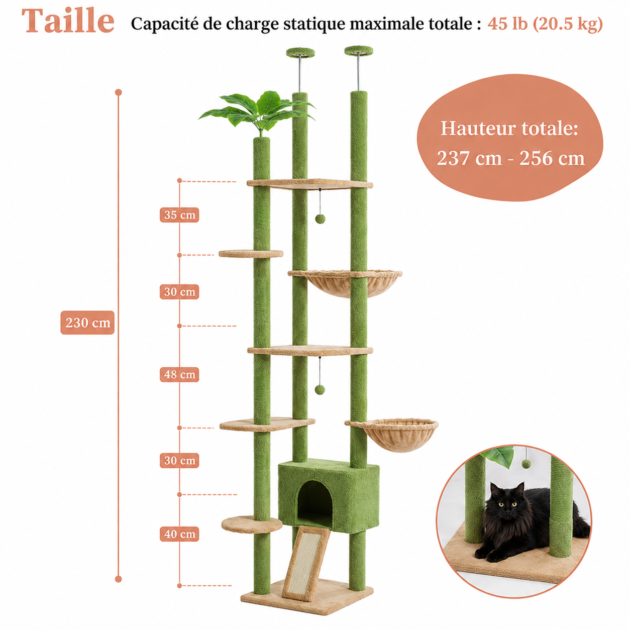 Arbre à chat Baobab vert - vue 3