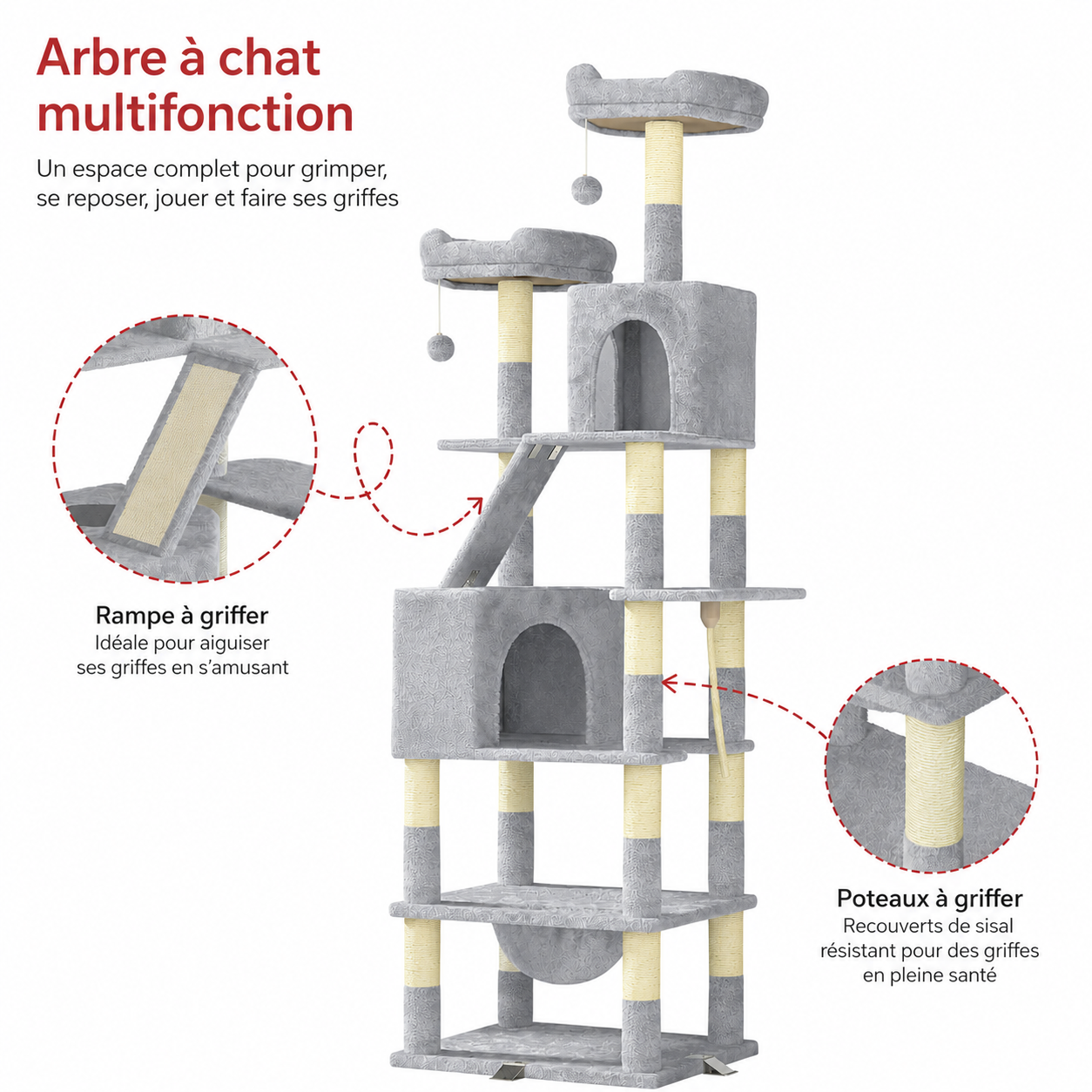 Arbre à chat Cascade gris clair - vue 3