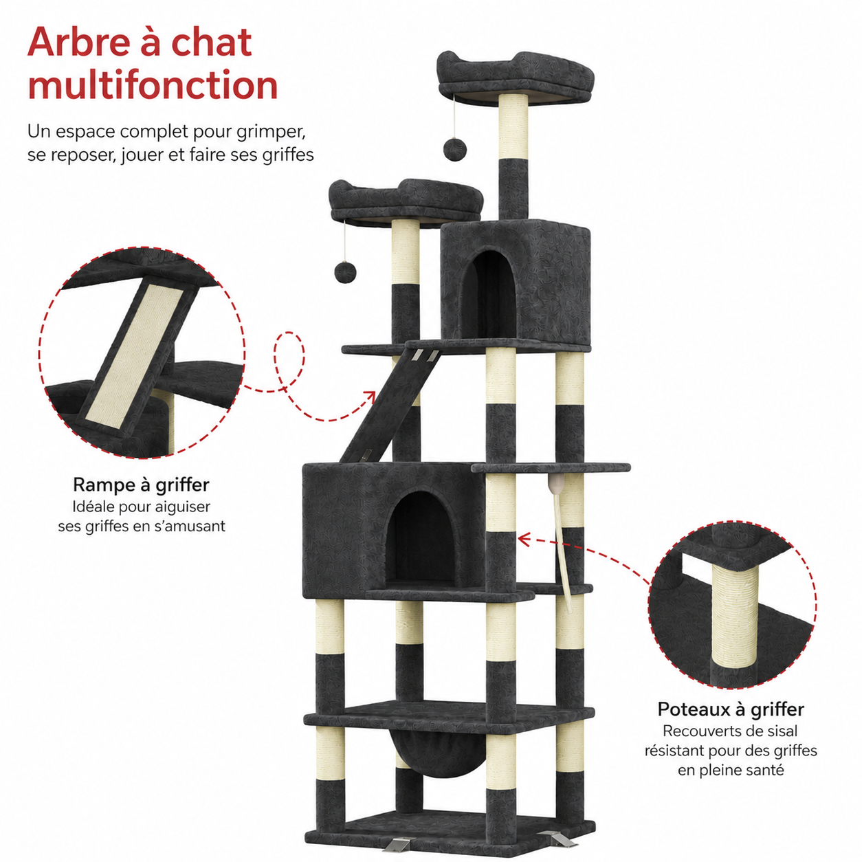 Arbre à chat Cascade gris foncé - vue 3