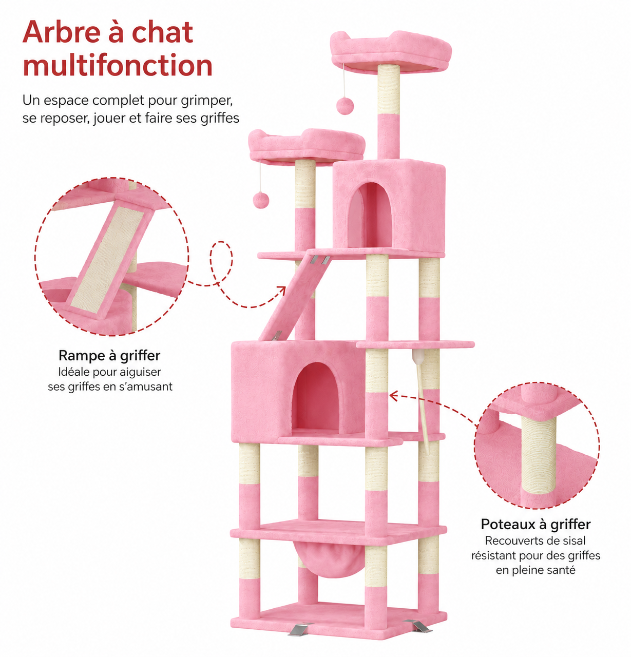 Arbre à chat Cascade rose - vue 2