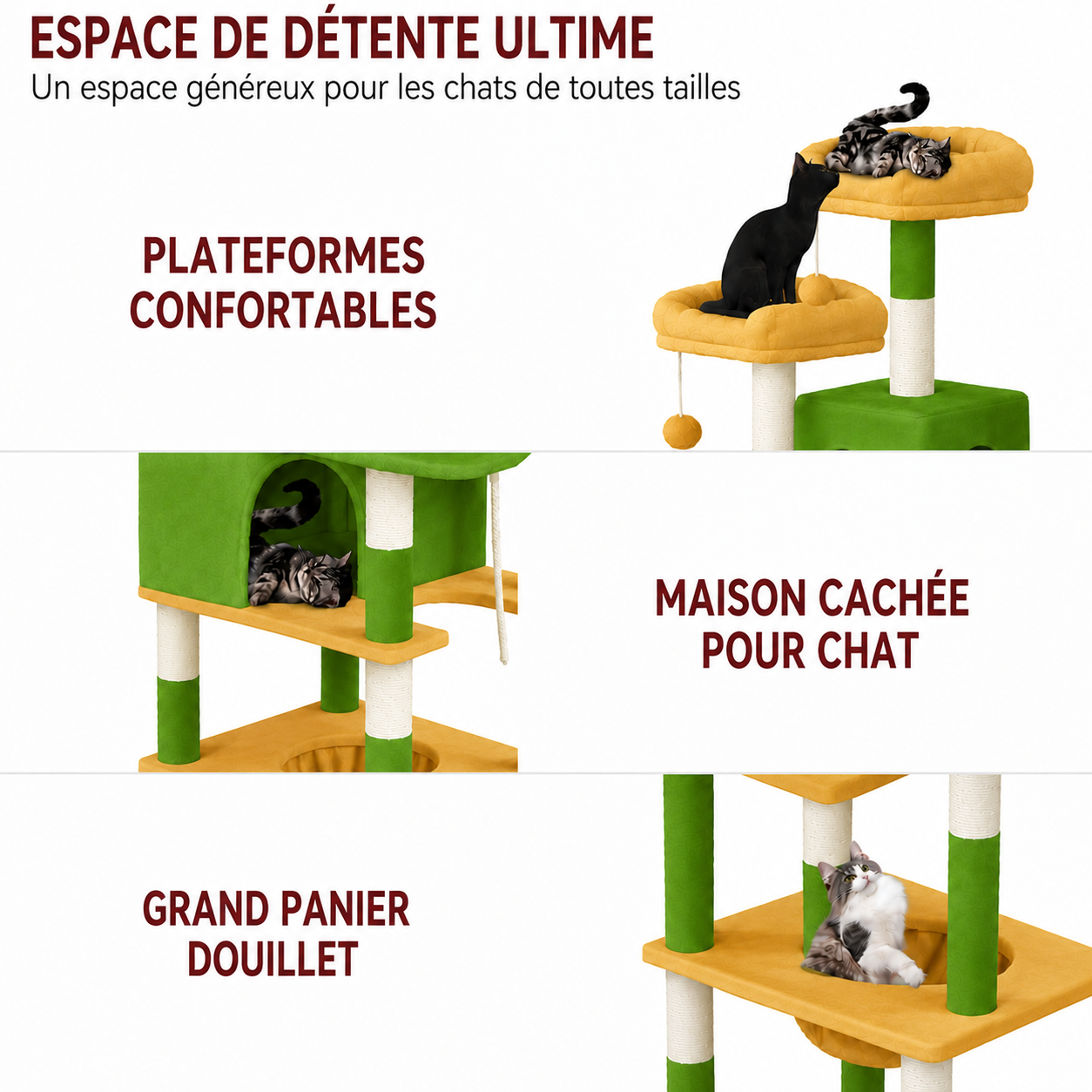 Arbre à chat Cascade vert - vue 6