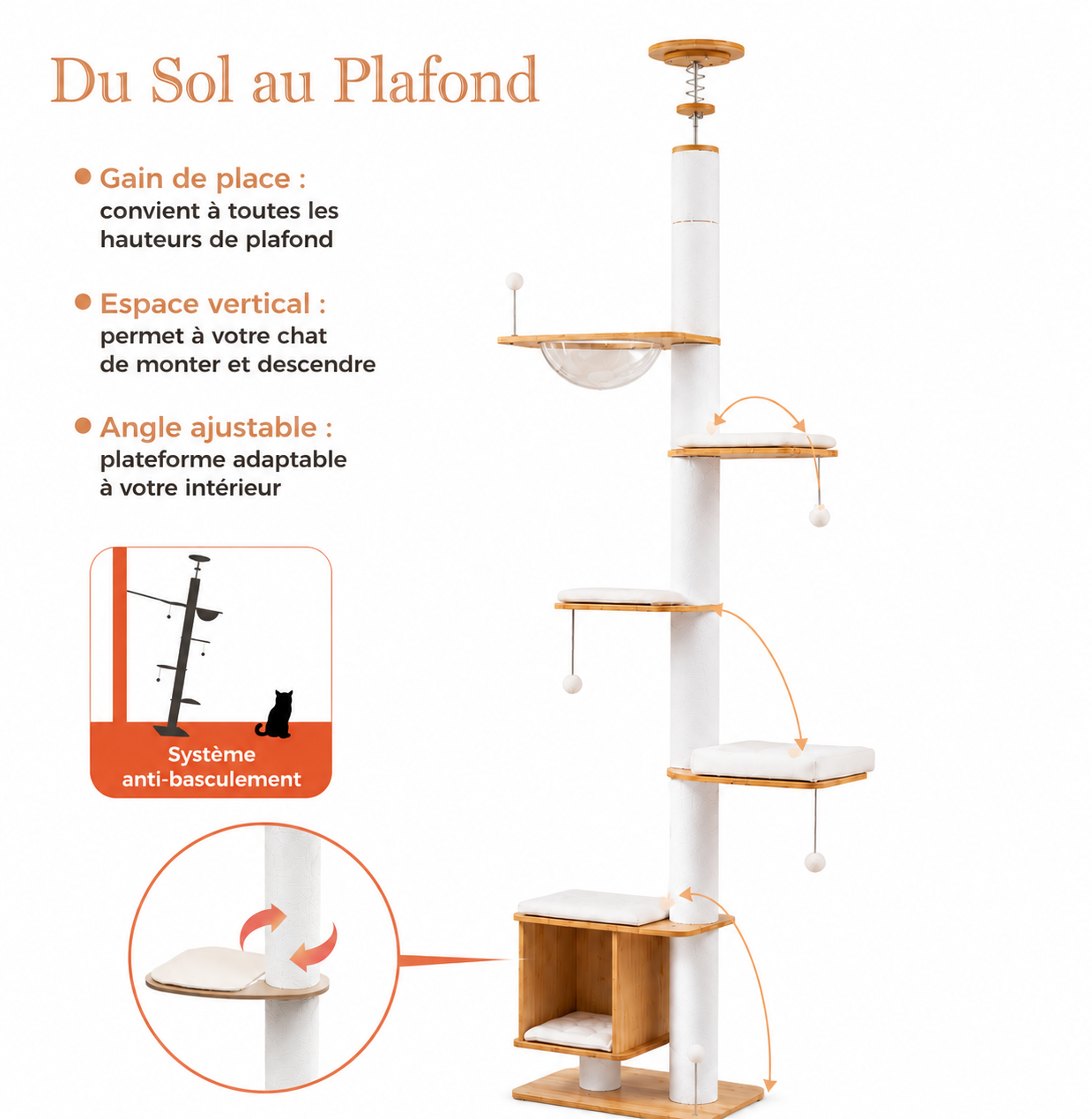 Arbre à chat Coco blanc - détail