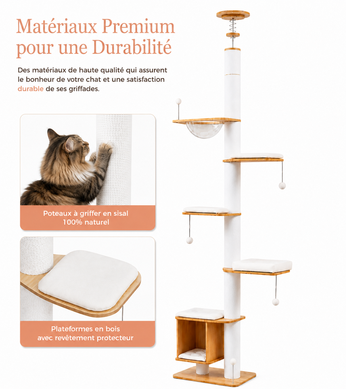 Arbre à chat Coco blanc - ambiance
