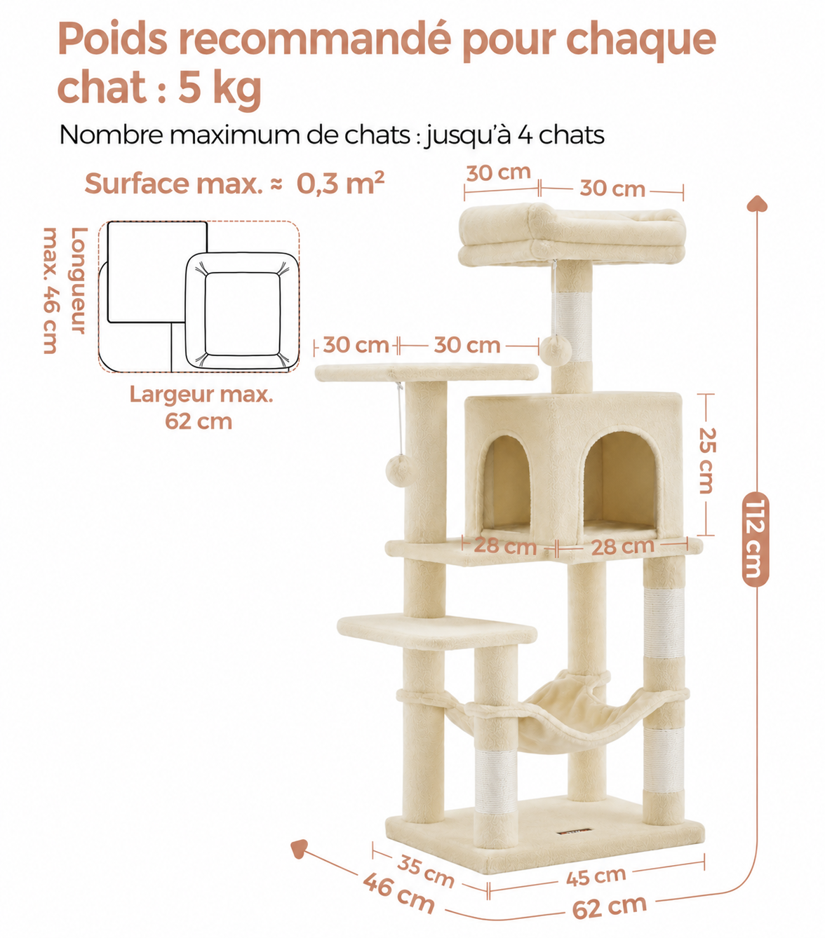Arbre à chat Everest beige - vue 3