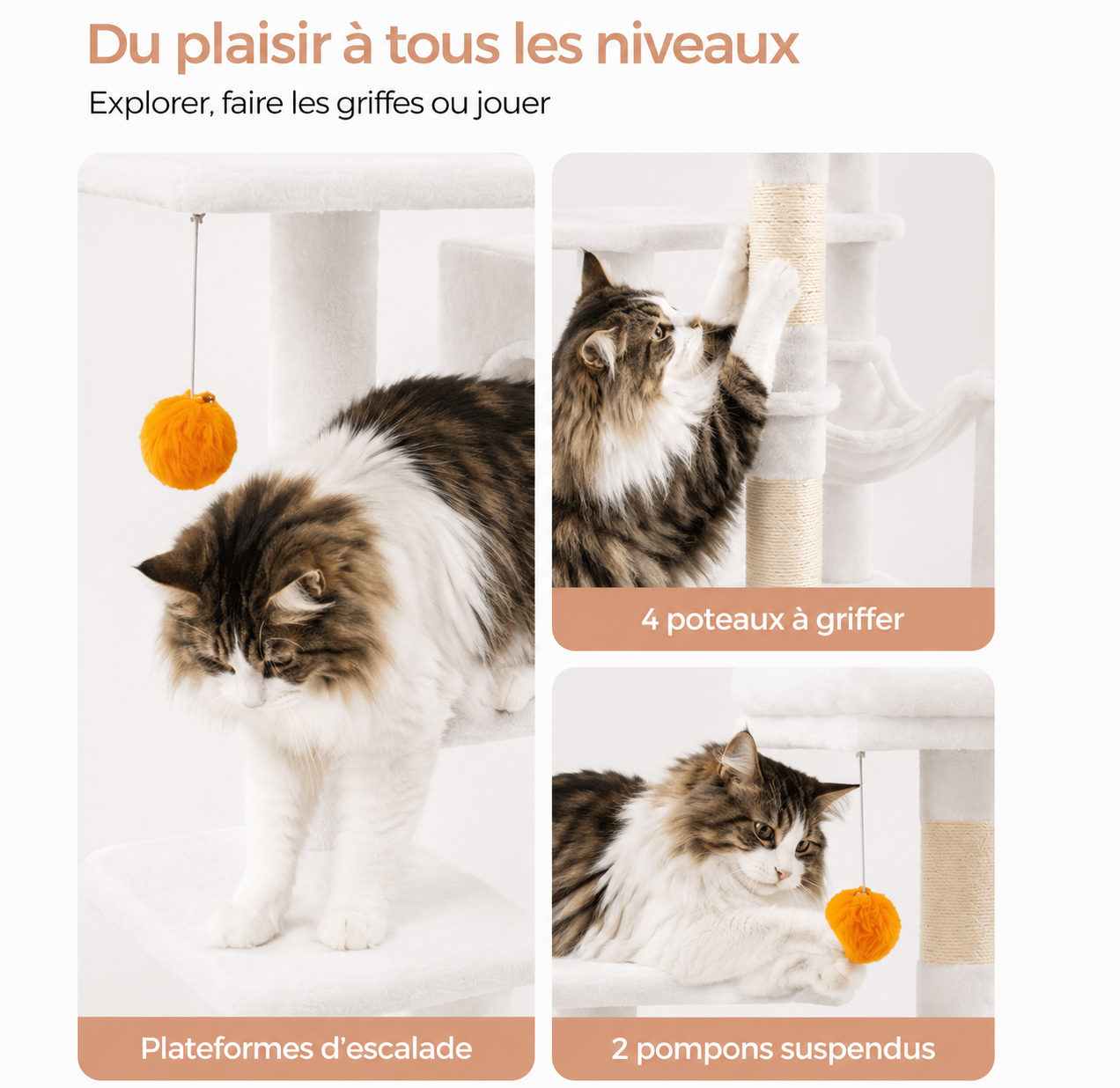 Arbre à chat Everest blanc crème - vue 5