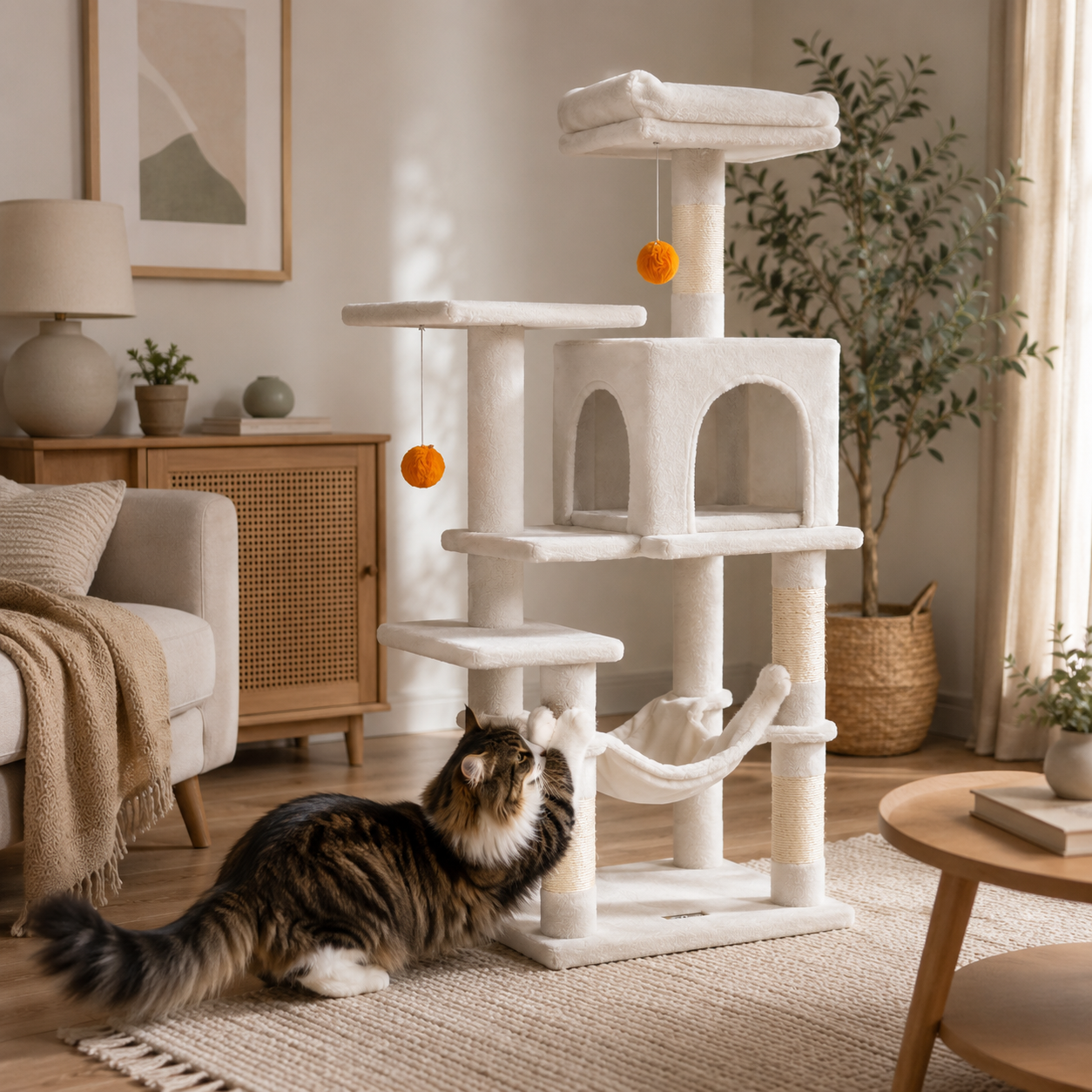 Arbre à chat Everest blanc crème - vue 6