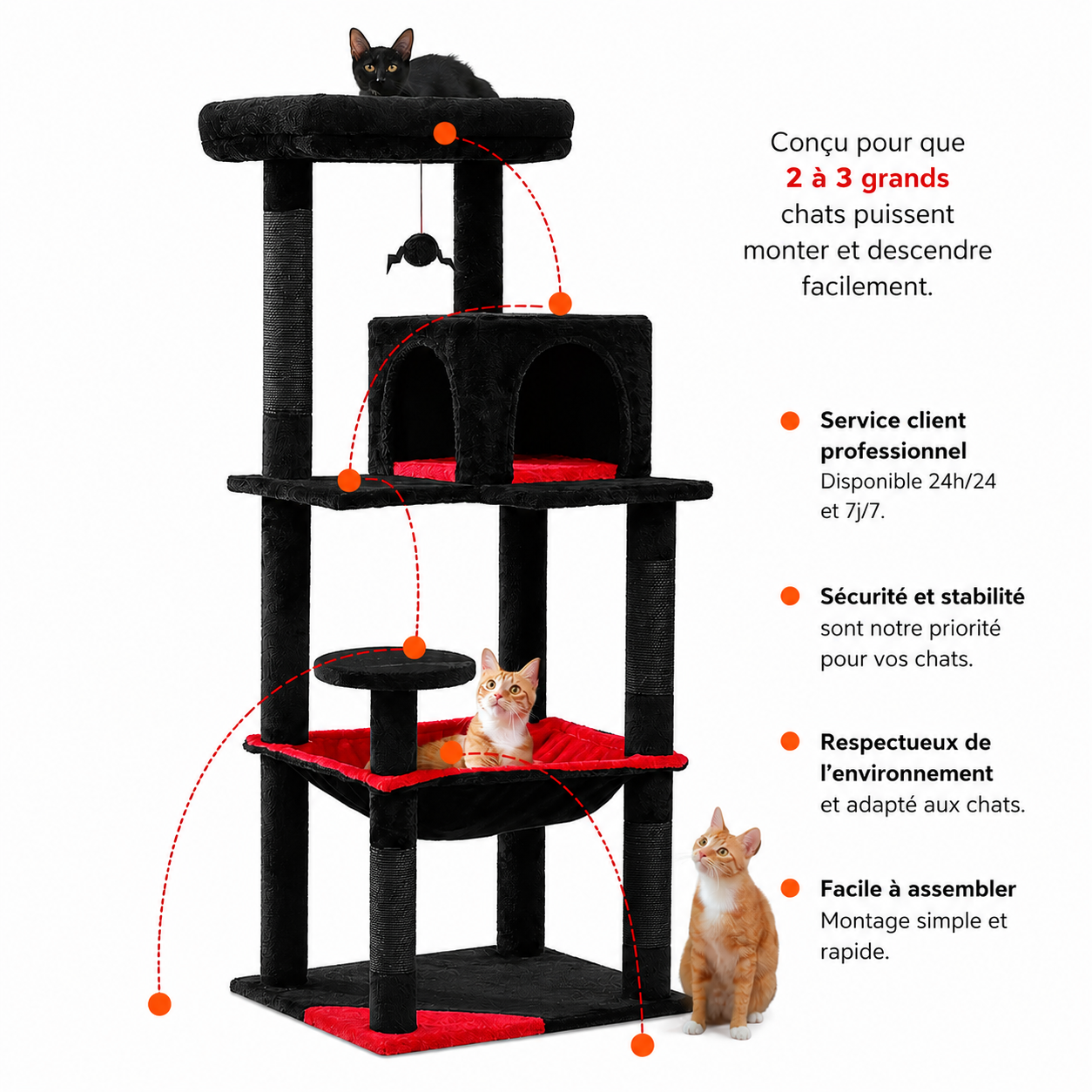 Arbre à chat Halloween avec chats en situation