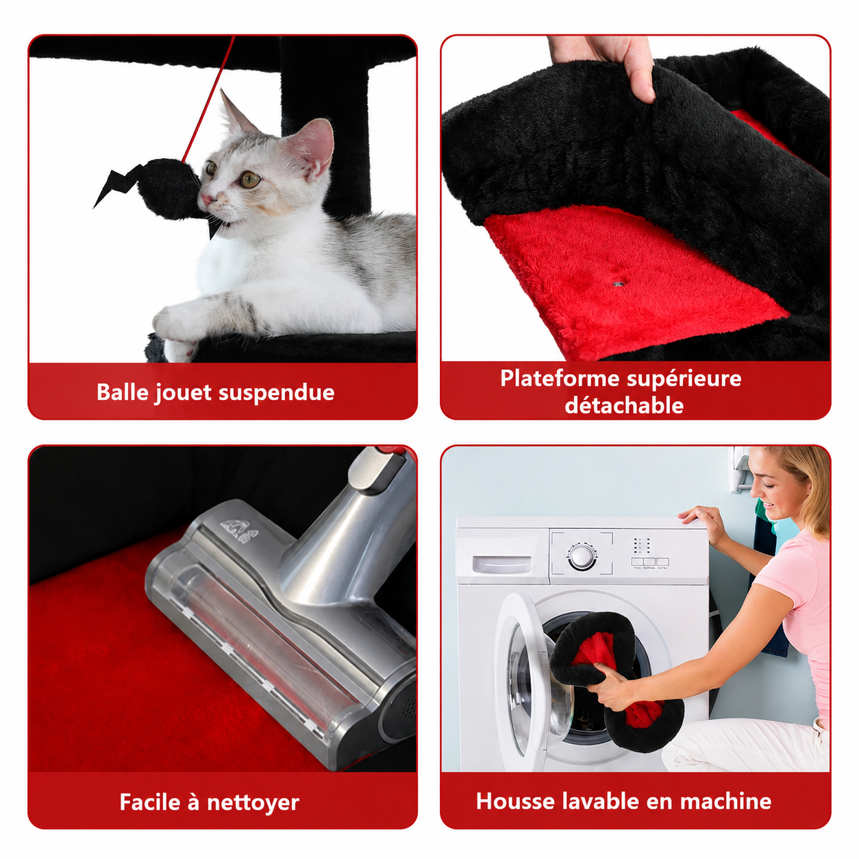 Arbre à chat Halloween détails jouet, housse lavable