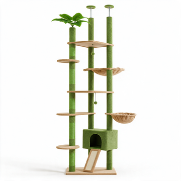 Arbre à chat Baobab vert - packshot fond blanc
