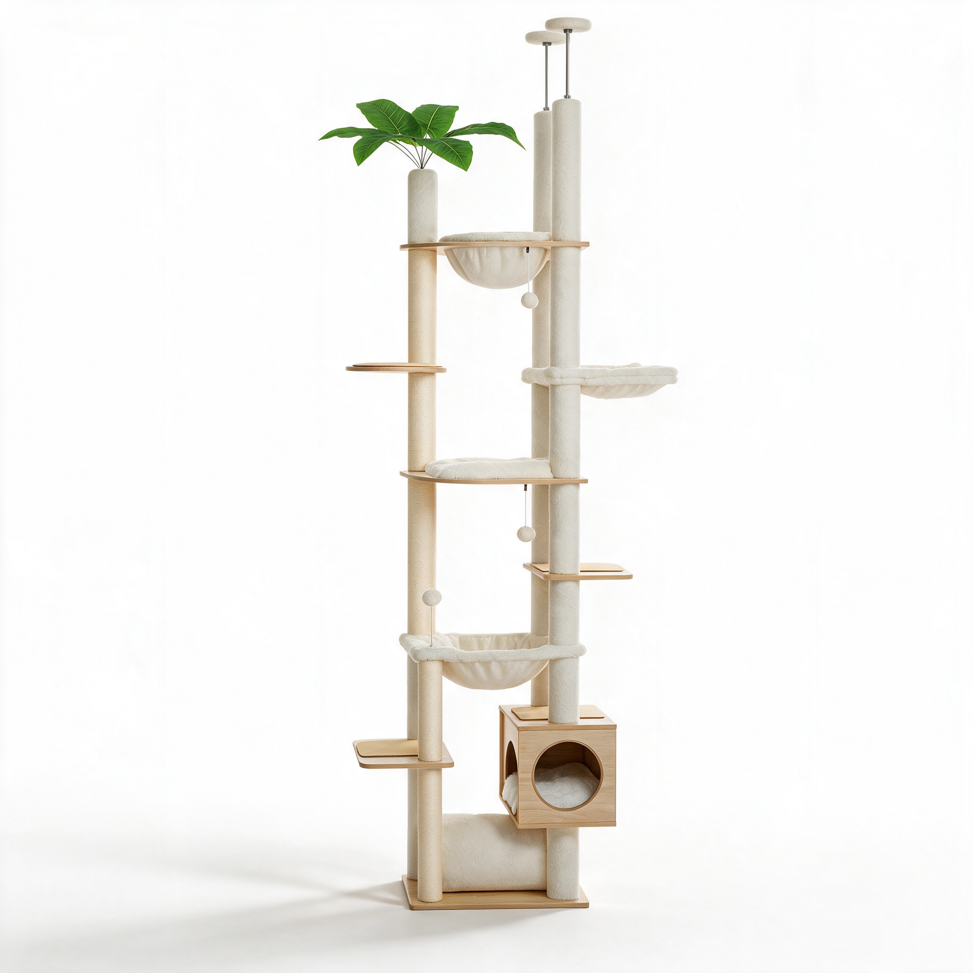Arbre à chat Baobab blanc - packshot fond blanc