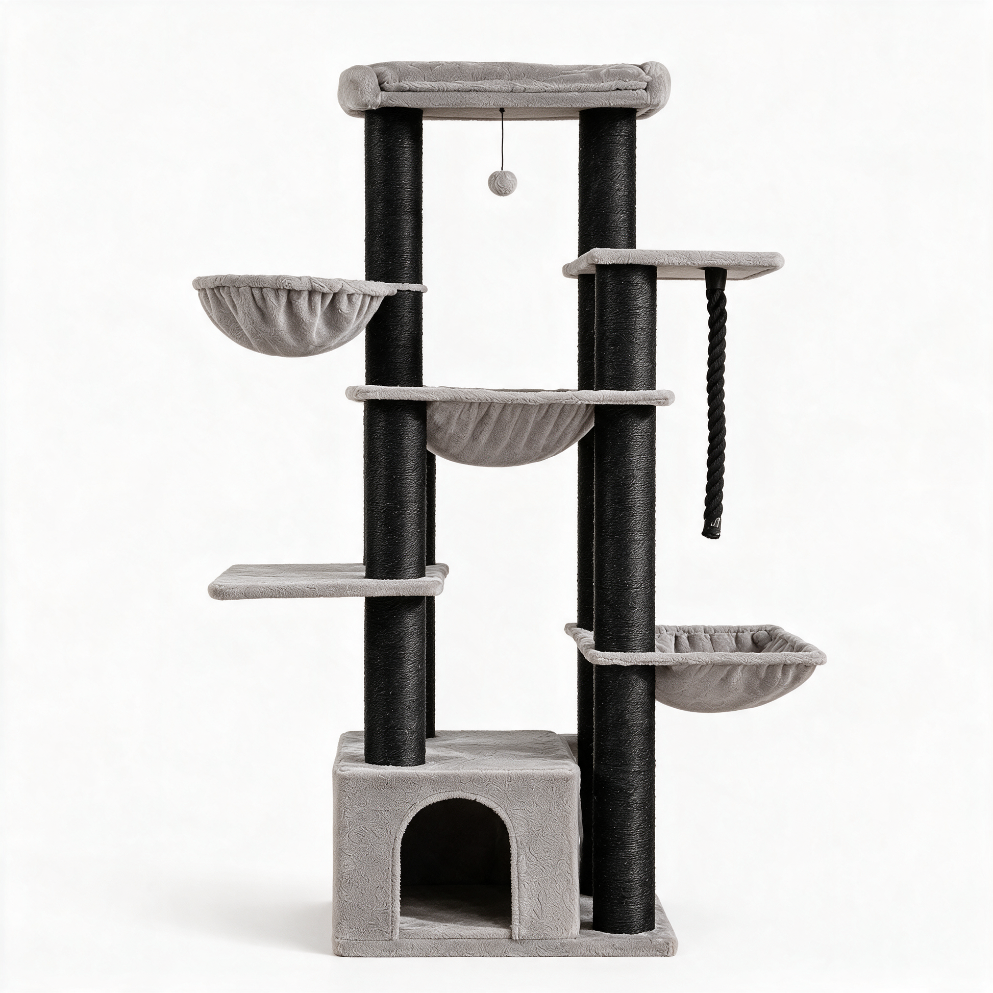 Arbre à chat Olympe gris-noir - packshot fond blanc