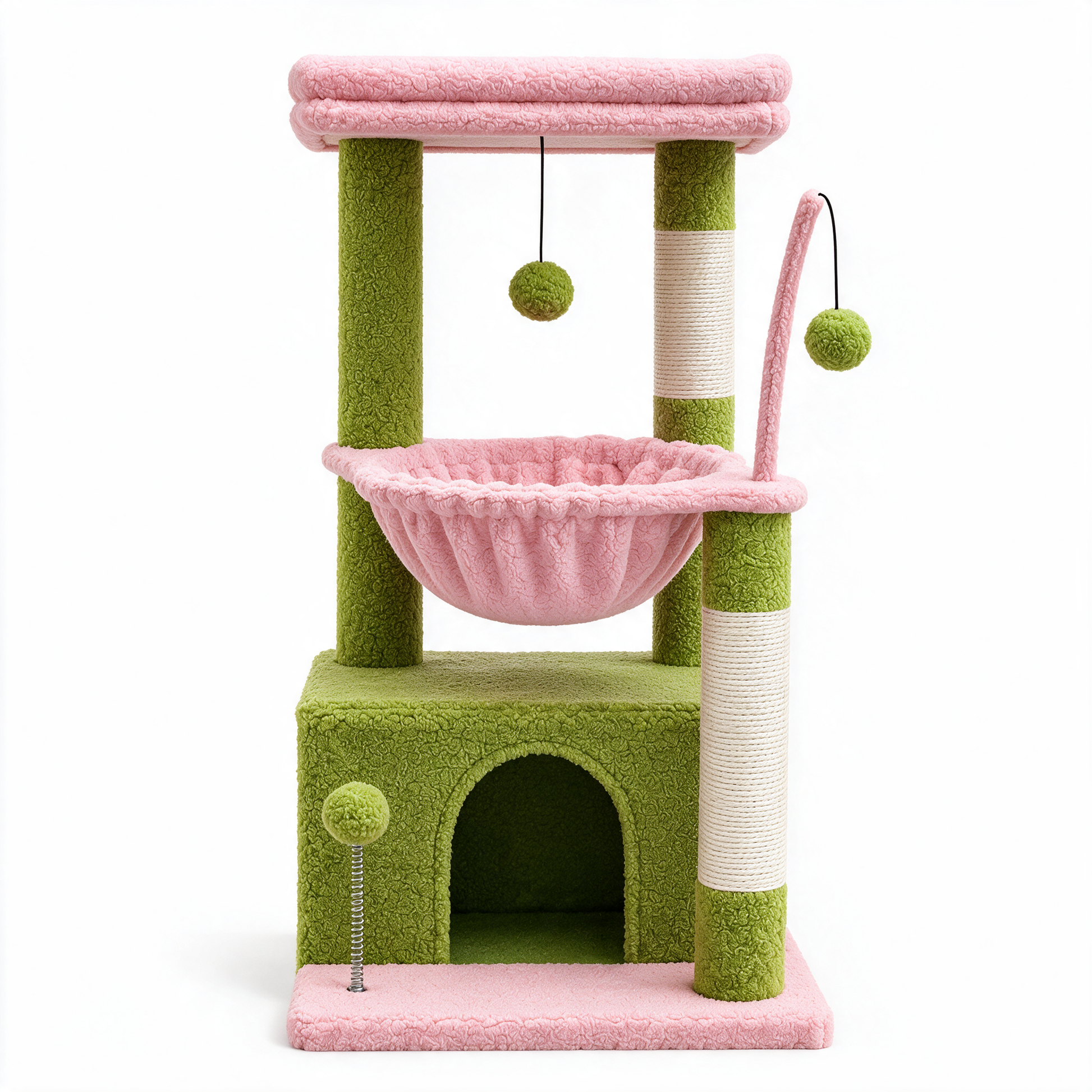 Arbre à chat Mirage vert-rose - packshot fond blanc