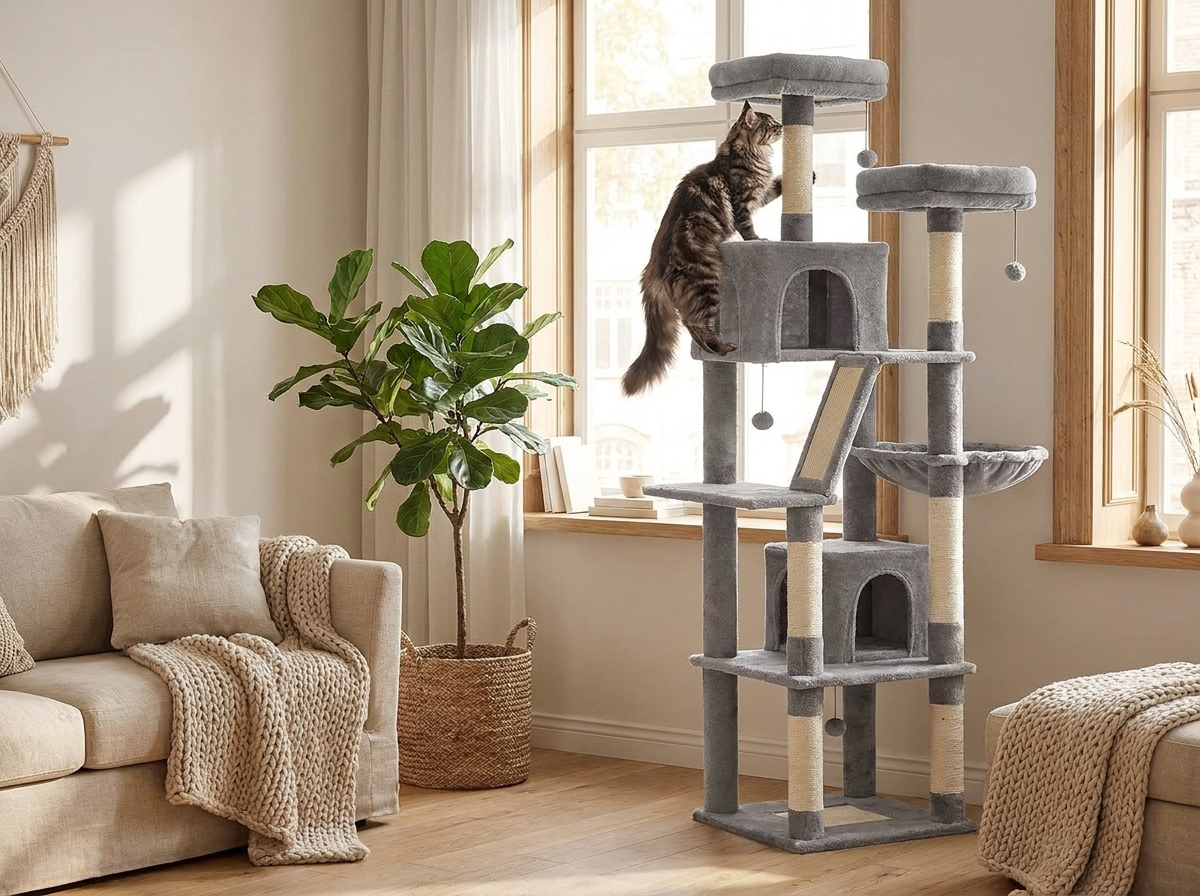 Arbre à chat Séquoia XXL Maine Coon dans un salon