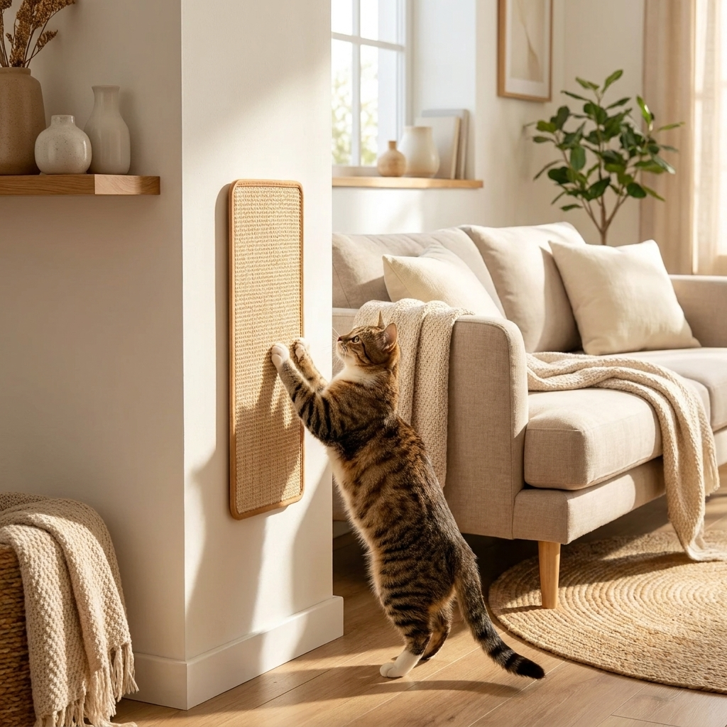 Griffoir pour Chat Flexo - mise en situation, chat en train de griffer
