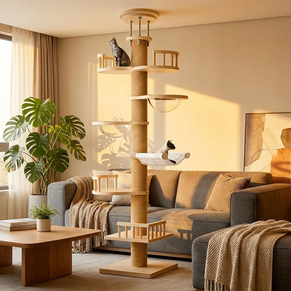 Arbre à Chat Grandia en situation dans un salon cosy