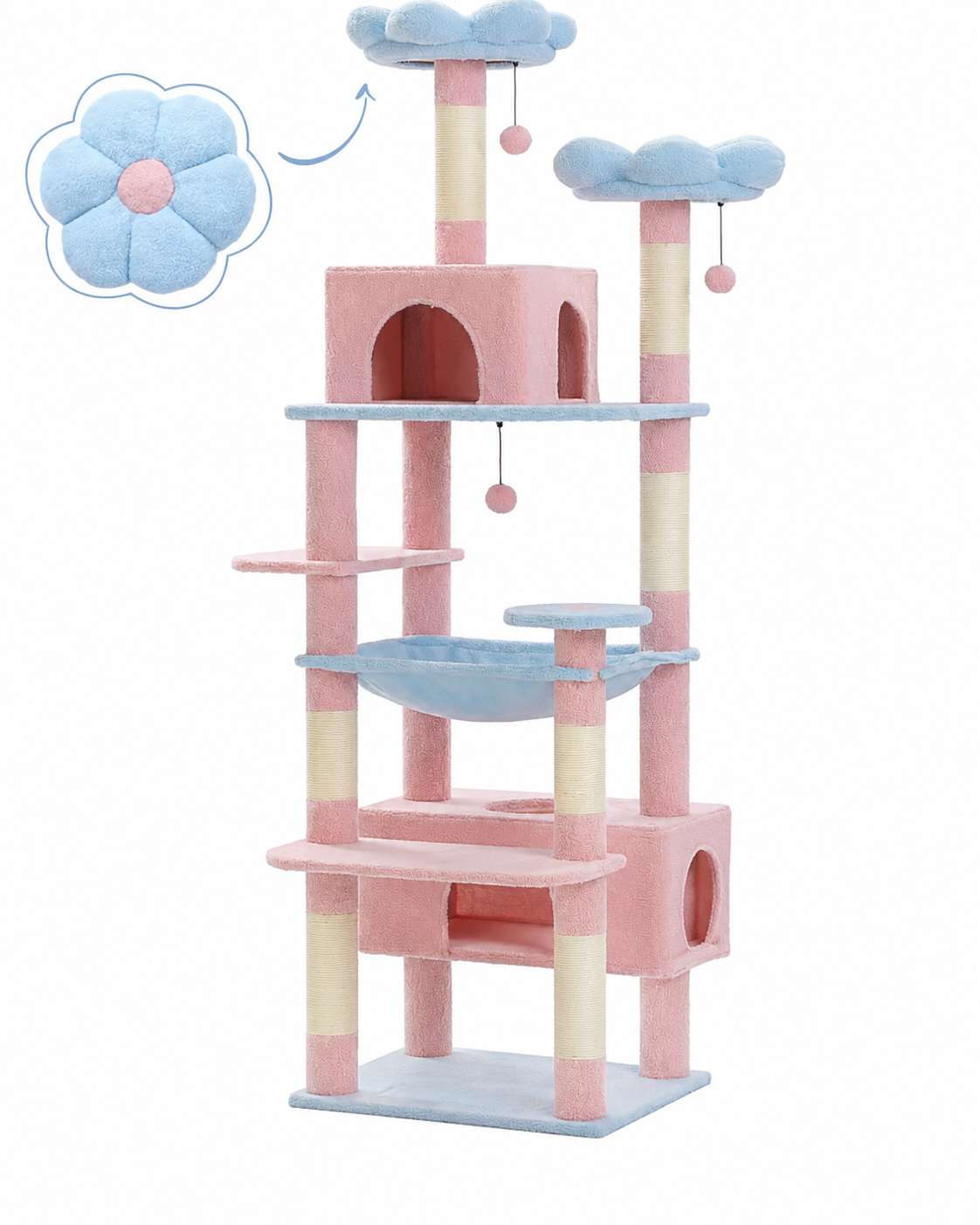 Arbre à chat Nuage rose et bleu