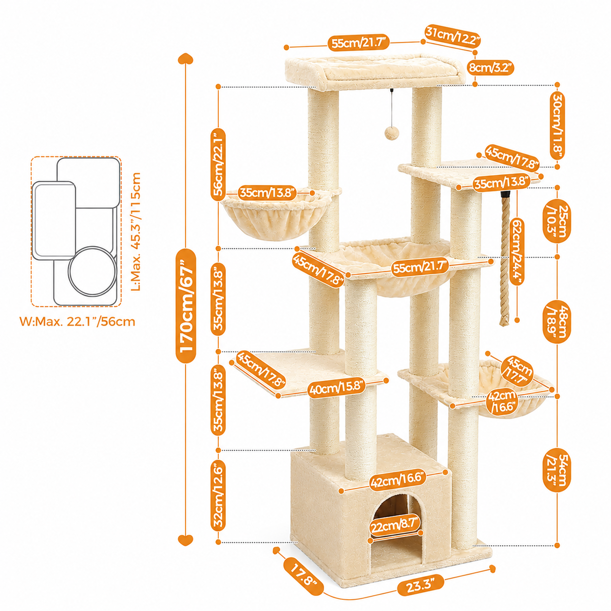 Arbre à chat Olympe beige-crème - vue 2