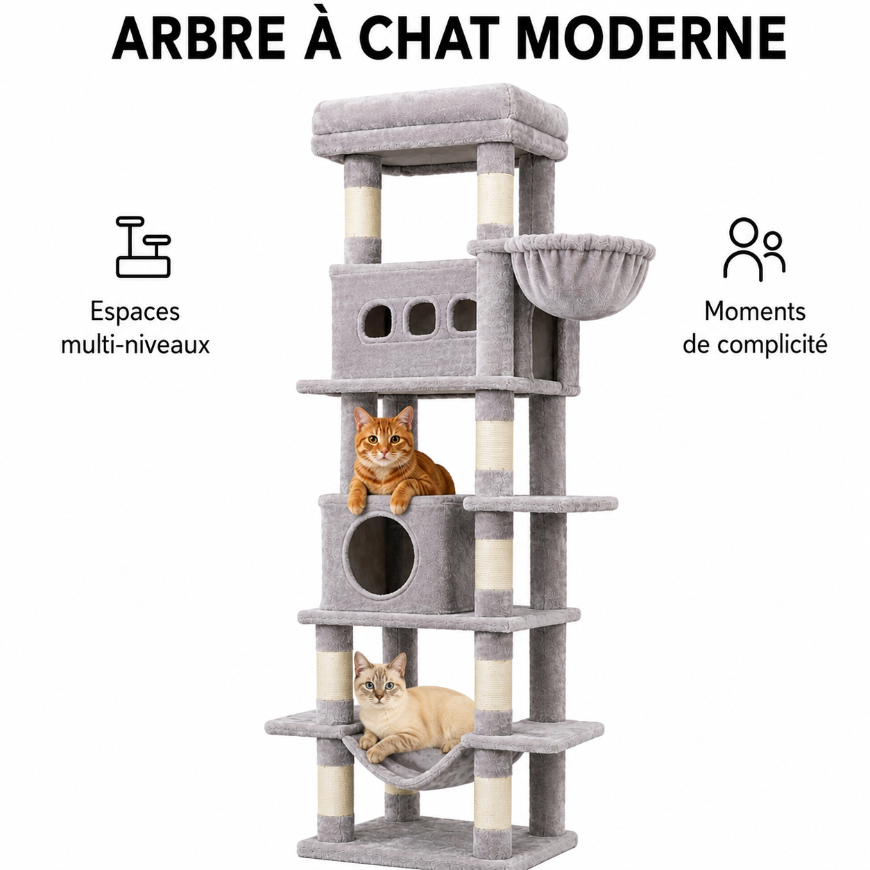 Arbre à chat Onyx gris clair - vue 2