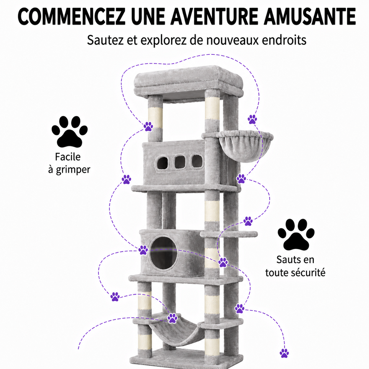 Arbre à chat Onyx gris clair - vue 3