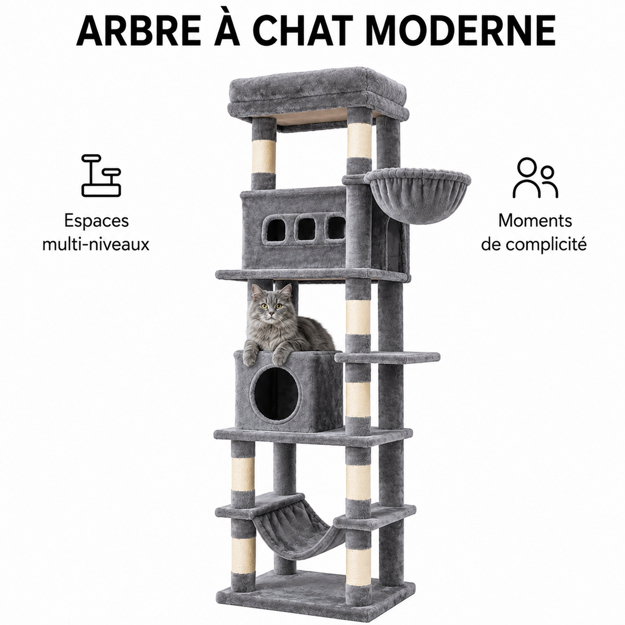 Arbre à chat Onyx gris foncé - vue 2