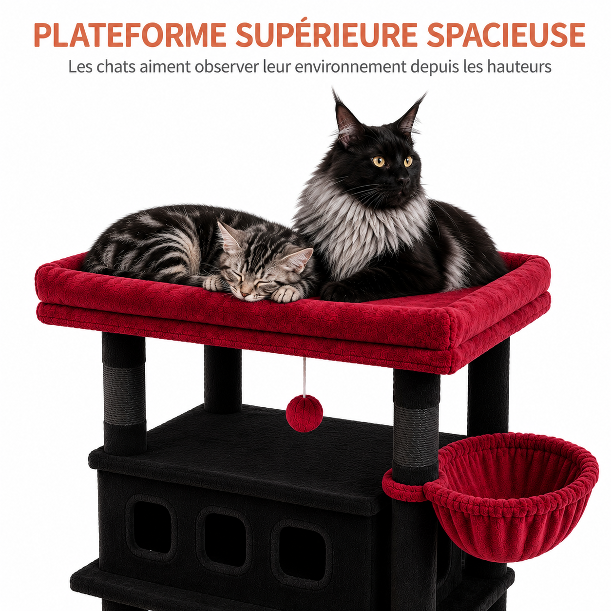 Arbre à chat Onyx noir et rouge - vue 5